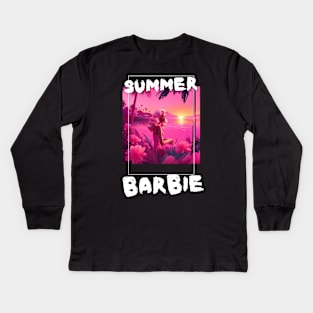 Barbie pink summer vibe Kids Long Sleeve T-Shirt